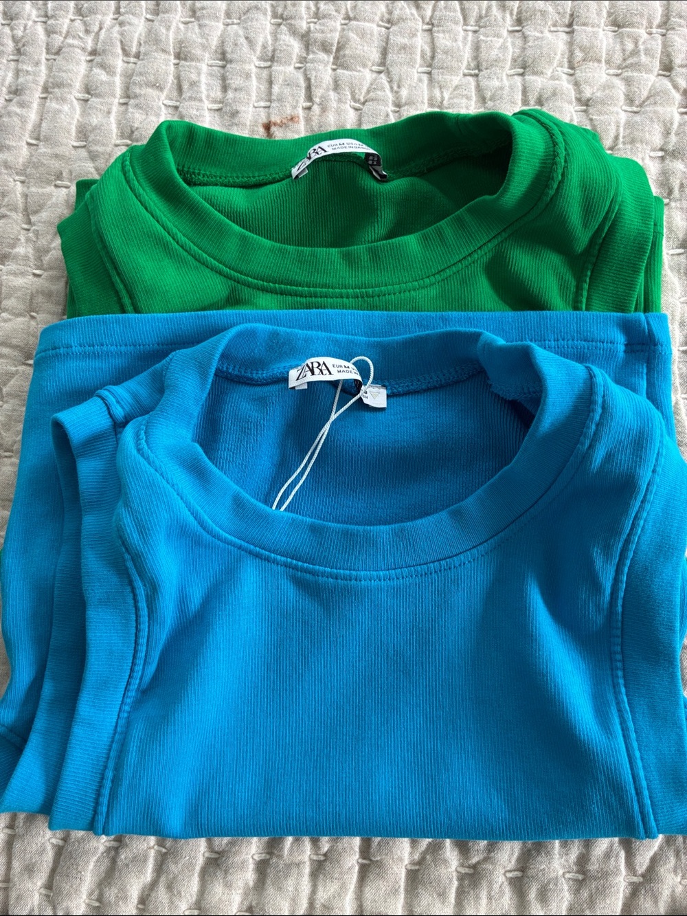 ZaraRibbed Crewneck Tops - Blue & Green (bundle of 2)